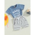 thumbnail image 3 of Gupgi 2Pcs Baby Boy Clothes Short Sleeve Letters Print T Shirt Elastic Waist Pockets Shorts Set, 3 of 9