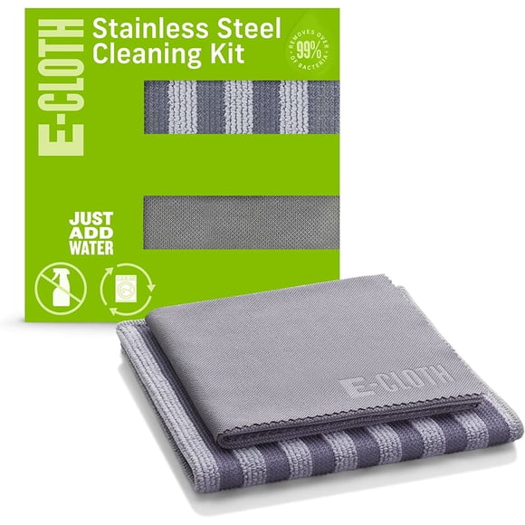 E-Cloth Stainless Steel Cleaning Kit, Premium Microfiber Stainless Steel Cleaner for Appliances, Great for Oven, Stove and Refrigerators, Washable and Reusable, 100 Wash Guarantee