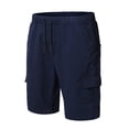 thumbnail image 3 of Mens Shorts Casual Solid Color Pocket High Waist Drawstring Knee Length Shorts Pants with Multi Pockets, 3 of 5