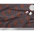 thumbnail image 2 of Soimoi Tissu Crêpe polyester Noir Roue Ethnique Imprimé 1 Yard 42 Pouces de Large, 2 of 3