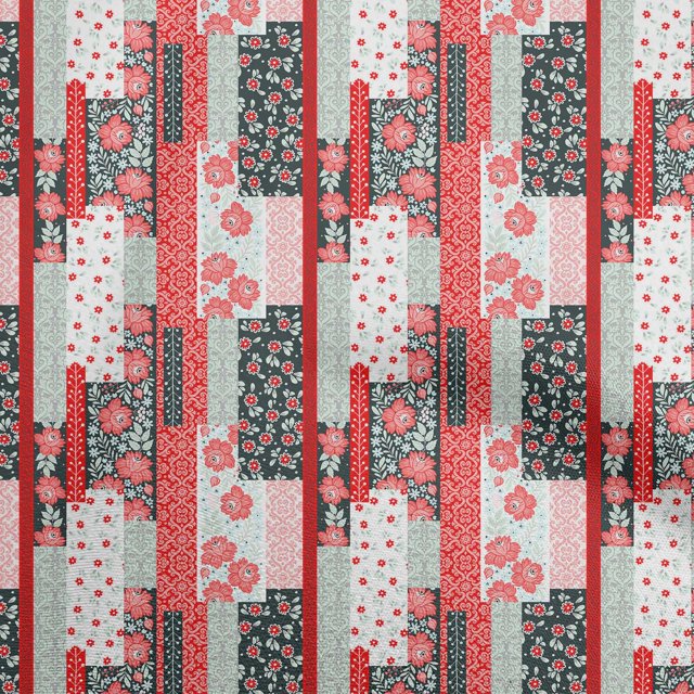 oneOone Rayon Light Red Fabric Floral Sewing Material Print Fabric By The Yard 56 Inch Wide