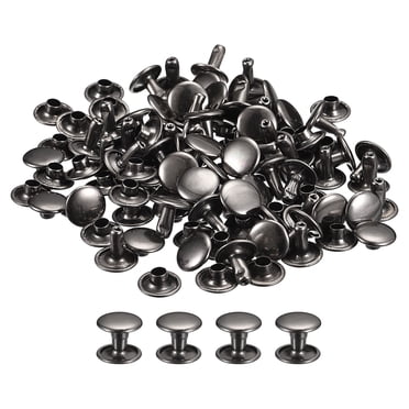 Unique Bargains 100 Ensembles de Rivets en Cuir Rivets à Double Calotte 9 mm Hauteur 8 mm Clous Métalliques Rivet, Noir Canon