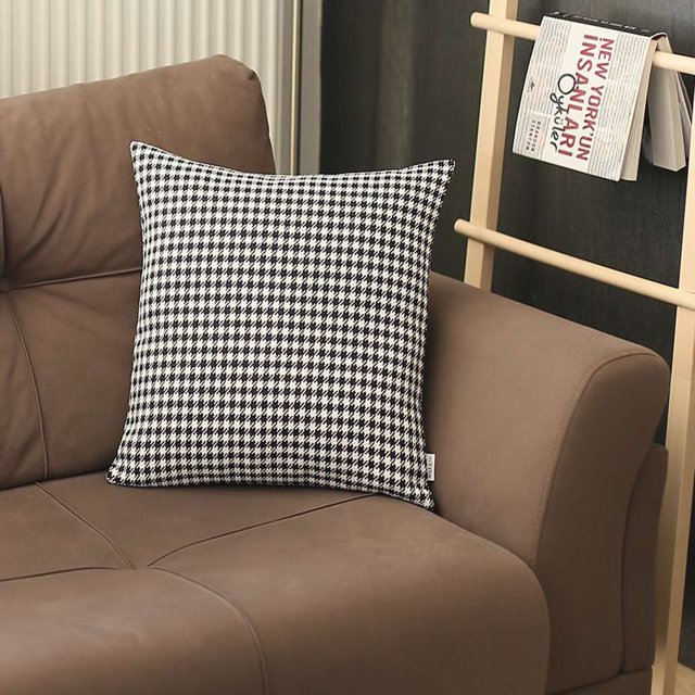 Housses de Coussin Décoratives en Jacquard Pied-de-Poule Boho-Chic