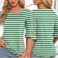 thumbnail image 2 of Plebaso Womens Summer Tops Ruffle 3/4 Length Sleeve Round Neck Shirts Pleated Casual Loose Tunic Blouses, 2 of 6