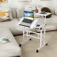 thumbnail image 2 of Gymax Adjustable Computer Desk Mobile Stand up Desk Tilting Workstation, 2 of 10