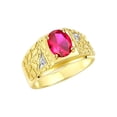 thumbnail image 3 of RYLOS Men's Rings 14K Yellow Gold Designer Nugget Ring Oval 9X7MM Gemstone & Diamonds  Ruby July Birthstone Rings For Man Size 12, 3 of 7