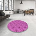 thumbnail image 4 of Ahgly Company Tapis de Zone Rond d'Intérieur Lavable à la Machine, Transitionnel, Rose Néon Vif Violet, 4 Pieds Rond, 4 of 7