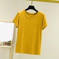 thumbnail image 1 of Weiqiqre T-Shirt à Col Rond pour Femme à Manches Courtes Ajusté T-Shirt Mince Uni Haut de Pyjama Pyjama à Manches Courtes, 1 of 8