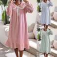 thumbnail image 1 of Yuyuzo Robes de Pyjama pour Femmes Peignoirs en Flanelle Polaire Duveteux à Manches Longues Robe de Chambre Col Mignon Chaud Long Peignoir, 1 of 7