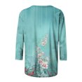 thumbnail image 5 of IROINID Économies Polyester T-shirt à Manches Longues pour Femmes Loisirs Imprimé T-shirt Ample Blouse Col Rond Hauts, Vert, 5 of 5