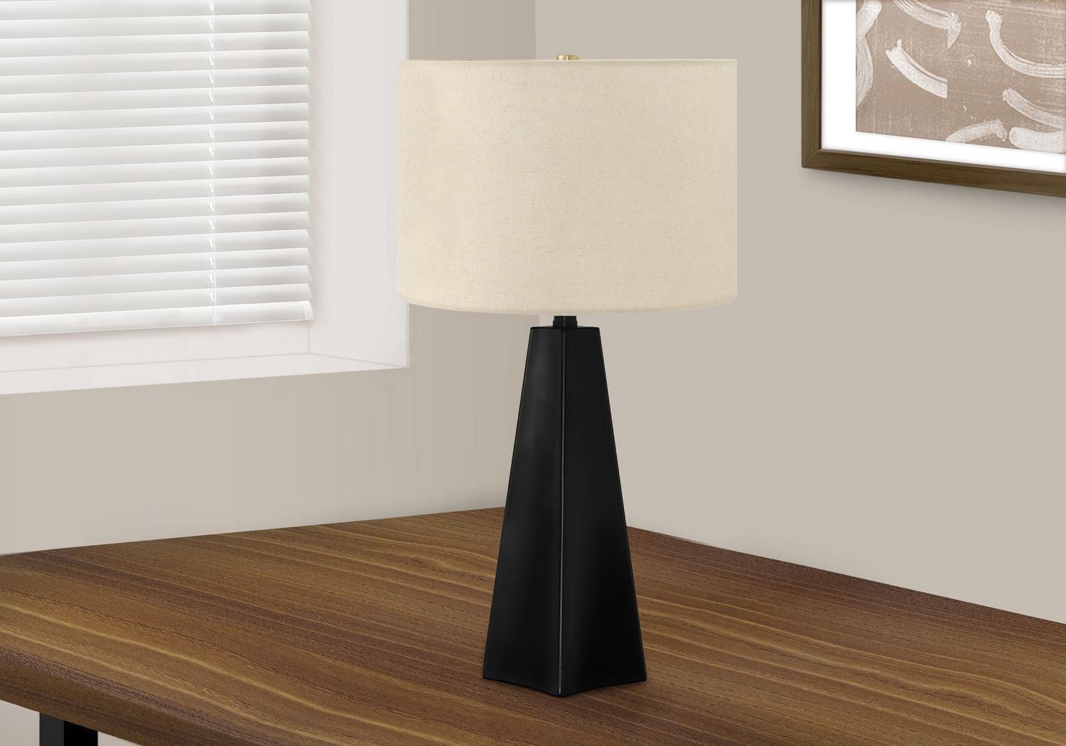 Monarch Specialties  Luminaire, 27"h, Lampe De Table, Résine Noire, Tons Beige., Moderne