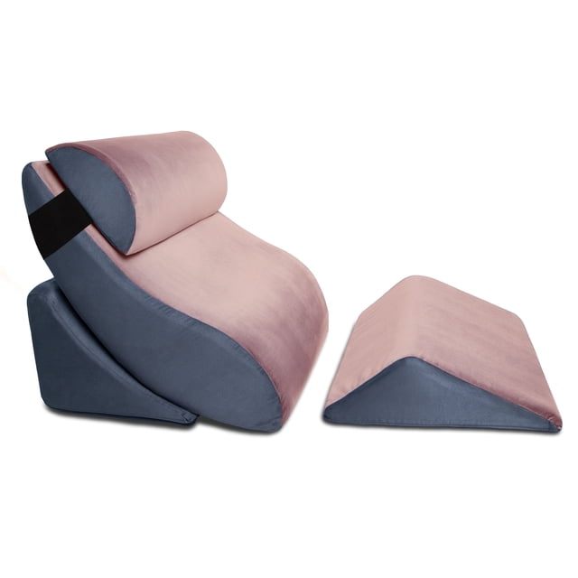 Avana Kind Bed Orthopedic Support Wedge Pillow Comfort System, Rose/Grey, 4-Piece-Set
