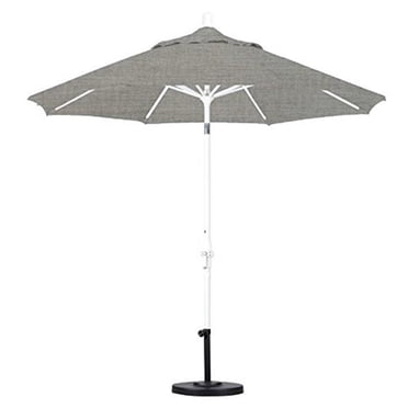 California Umbrella GSCU908170-5402 9 ft. Round Aluminium Umbrella, Crank Lift Collar Tilt & White Pole - Sunbrella Granite Fabric