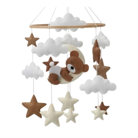 Siruishop Mobile de Berceau pour Bébé Décoration de Chambre de Bébé Décoration de Nurserie Jouet Sensoriel Balle en Feutre Ours Ventre