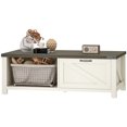 thumbnail image 1 of HOMCOM Farmhouse Coffee Table with Drawer, Open Storage Shelf for Living Room, Dining Room, Office, Distressed White, 1 of 7