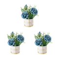 thumbnail image 4 of relayinert Simulation Flower Set Low Maintenance Easy To Clean Fake Peony Silk Hydrangea Flower Silk Artificial Flowers With Vase rose blue 3Set, 4 of 6