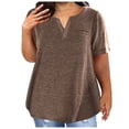 thumbnail image 1 of asjyhkr Plus Size Womens Summer Tops Short Sleeve T Shirts Loose Stretch Soft Comfy Tees Solid Basic Blouses, 1 of 6