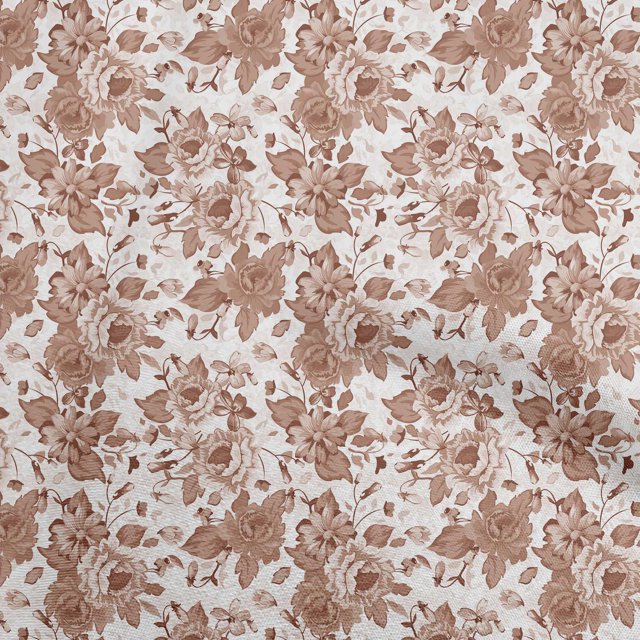 oneOone Polyester Spandex Light Brown Fabric Asian Floral Sewing Craft Projects Fabric Prints By Yard 56 Inch Wide