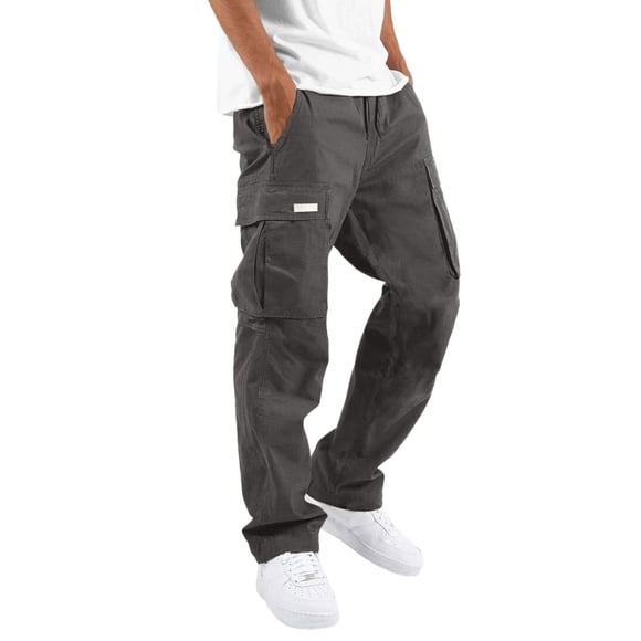 HXWCHs Men's Streetwear Casual Cargo Pants with Multiple Pockets Drawstring Waist and Patchwork Detail for Outdoor Sports XXXXXL Dark Gray