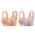 thumbnail image 1 of Latrodar Front Closure Bras for Women Bras for Women No Underwire 2-Pack Supportive Brassiere No Underwire Posture Correcting Smooth Bralettes with Wide Straps Solid Embroidered Underwear Athletic, 1 of 2