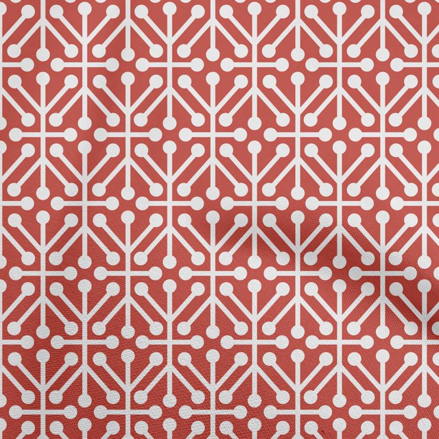 oneOone Tissu Popeline de Coton Rouge Tissu Géométrique pour Robe Tissu Imprimé au Mètre 42 Pouces de Large