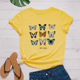 thumbnail image 1 of SMihono Hauts pour Femmes Été Décontracté Mode Féminine Décontracté Ample Imprimé Papillon Col Rond T-Shirt Grande Taille, 1 of 3