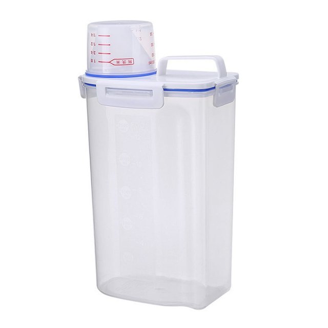 Rice Containers Airtight Large Capacity Plastic Clear Measuring Cup Rice Storage Bin for Kitchen