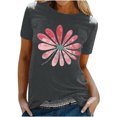 thumbnail image 1 of KIHOUT Nouveau Haut de Mode d'Été pour Femmes 2025, T-Shirt à Manches Courtes à Col Rond Décontracté à Imprimé Floral Gris Foncé TG, 1 of 5
