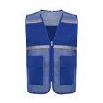 thumbnail image 1 of RUNQHUI Men Women Zipper High Visibility Reflective Safety Vest Construction Work Mesh Fabric Work Clothes Dark Blue 165, 1 of 7