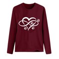 thumbnail image 3 of Besolor Tuniques Automne Printemps pour Femmes 2024 Imprimé Cœur Col Rond Manches Longues Chemises Décontractées Amples Blouse Tee, 3 of 3