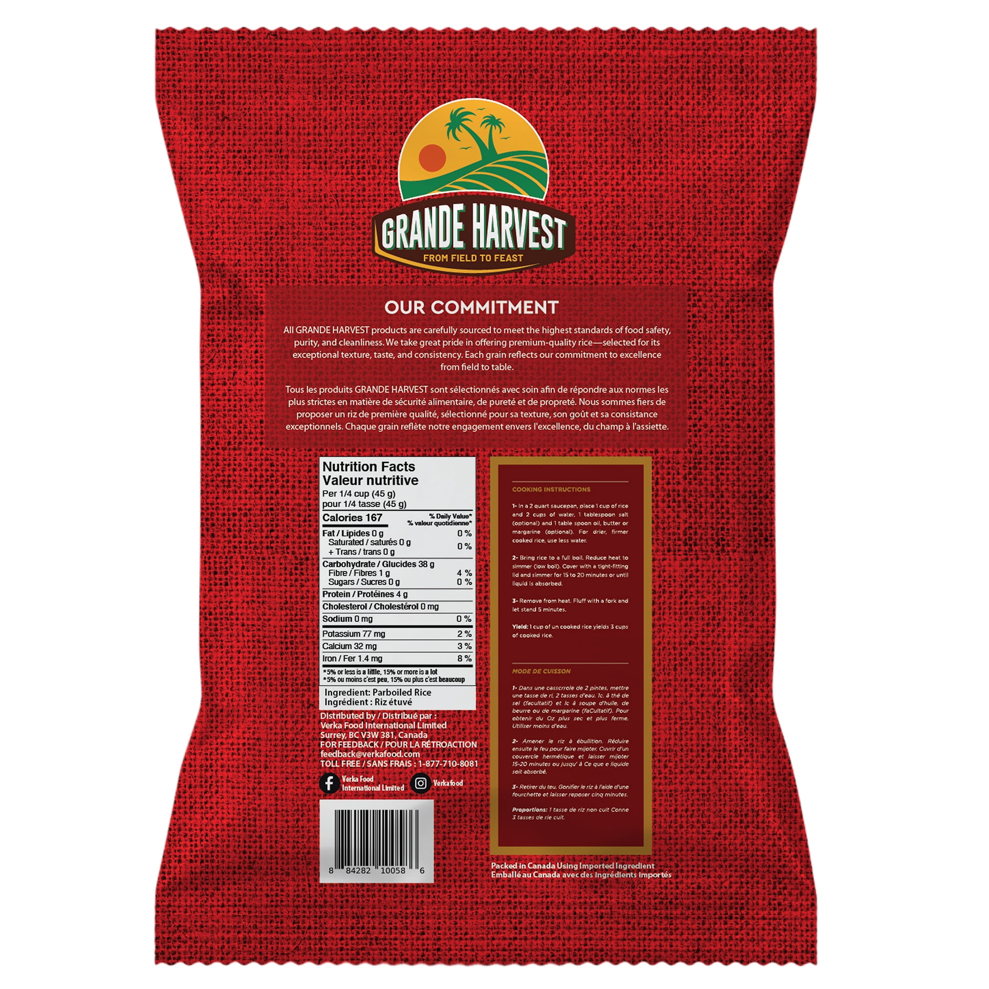 Grande Harvest Long Grain Parboiled Rice, 15 lbs