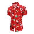 thumbnail image 1 of MAWCLOS Chemise de Noël pour Hommes Bouton vers le Bas Chemise de Noël Chemisier Col Revers Tops Simple Poitrine Vacances Manches Courtes T Floral Rouge S, 1 of 2