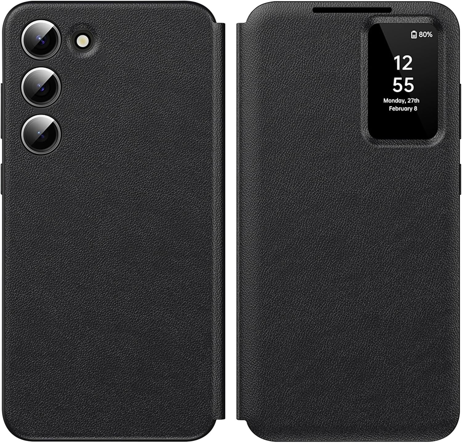 MYKOMI for Samsung Galaxy S23 with Smart Small Screen View, S-View Wallet Phone Case, for Samsung S23 Case Smart Window Cover Hard Flip Leather Protective Cover for Samsung S23 5G Case