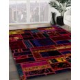 thumbnail image 2 of Ahgly Company Tapis d'Intérieur Ronds Abstraits Rouge Brun Patchwork, 4 Pieds Rond, 2 of 6