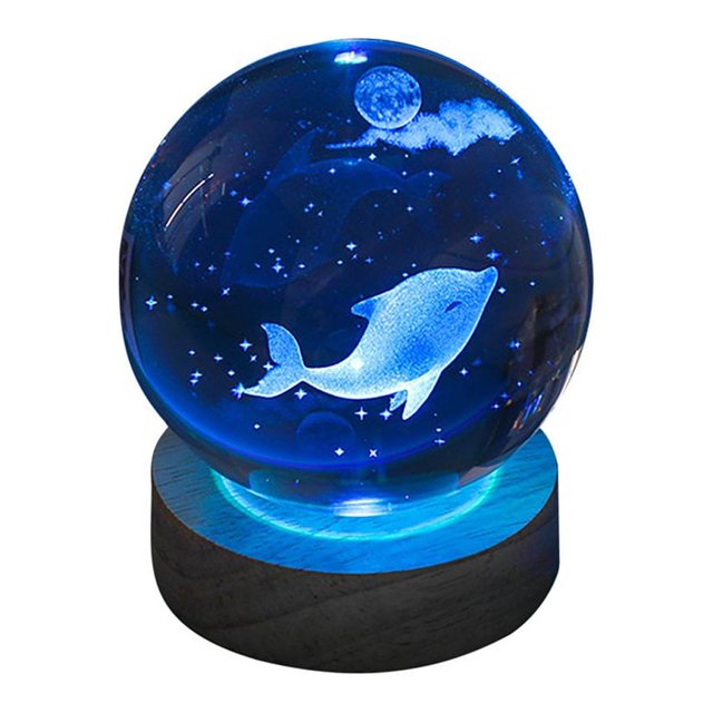 3d Glowing Crystal Ball Night Light Ornament Creative Coloful Night Scene Lamp With Base For Home Decor Gift