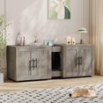thumbnail image 3 of EDTara Wooden Cat Litter Box Enclosure for 2 Cats, Double Compartment Hidden Litter Box, White Modern Design Cat House, 3 of 9