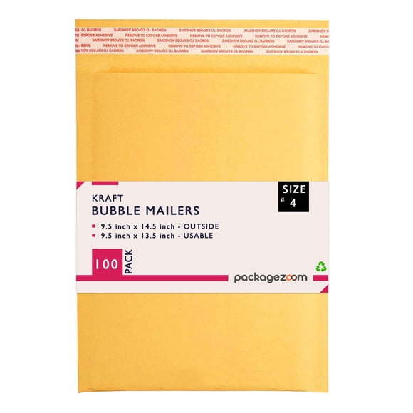 9.5x14.5 inches Kraft Bubble Mailer Self Seal Bubble Shipping Envelopes 100 Pack Padded Envelopes Thick Bubble Mailers Packaging for Small Business #4