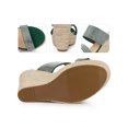 thumbnail image 2 of BLISSFUL STEP Platform Rhinestones Espadrille Wedge Sandals for Women Green (Size 5.5), 2 of 4