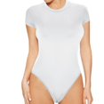 thumbnail image 2 of Économies d'Automne! WJSXC Justaucorps Suit Femmes Liquidation, Mode Femmes Décontractée Col Rond Justaucorps Couleur Unie Aguichant T-shirt à Manches Courtes Blanc, 2 of 5