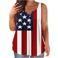 thumbnail image 1 of KIHOUT Plus Size Women's 4th of July Tank Top V Neck Button Sleeveless Front Ruffled Print Tunic Tops Black XL, 1 of 4