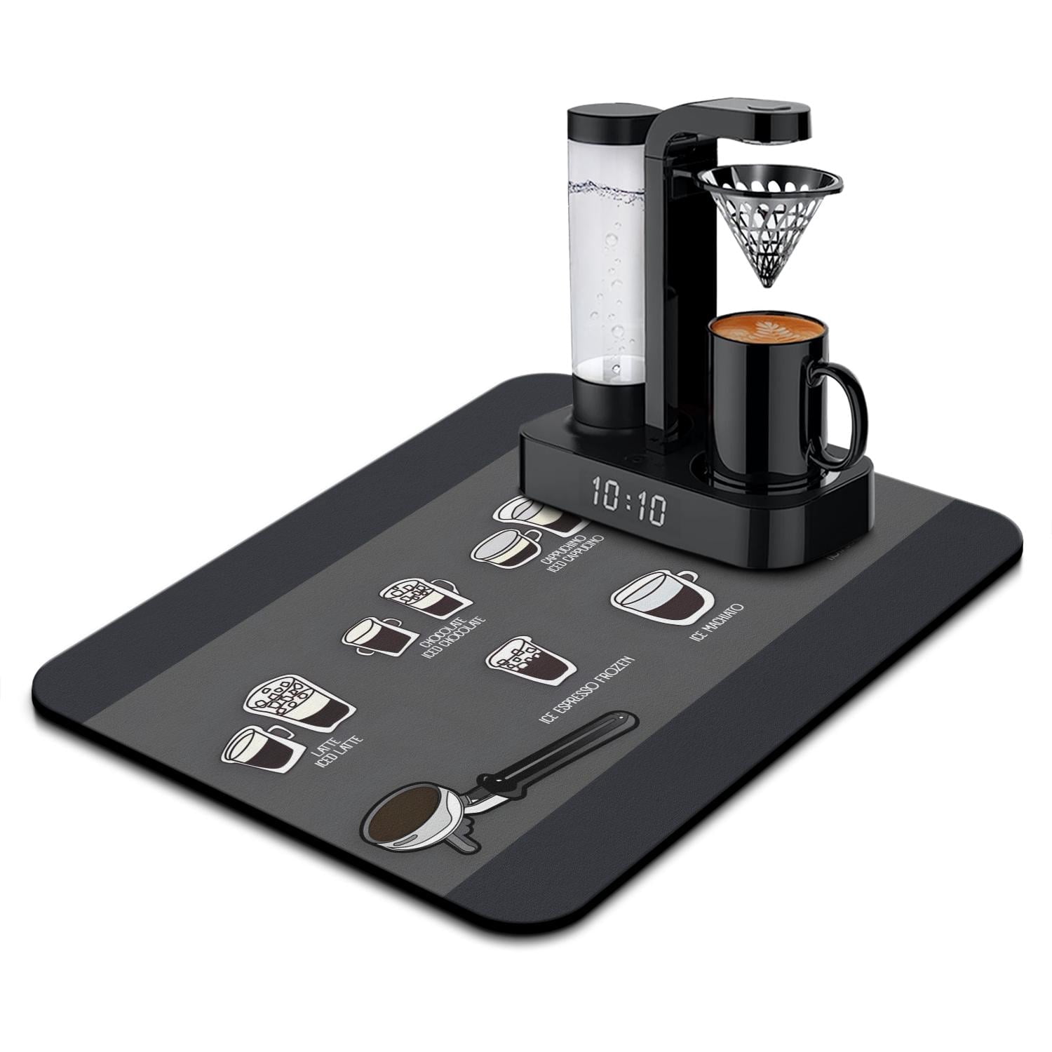 Premium Absorbent Coffee Bar Mat for Countertop: Stain-Hiding & Rubber-Backed, Dish Drying Solution Perfect for Coffee Maker Machine - Enhance your Coffee Experience -18x24 Inch