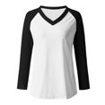 thumbnail image 4 of FAIWAD Women’s Color Block Tunic Top Long Sleeve Patchwork V Neck Plus Size Pullover Top, 4 of 4