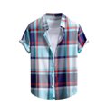 thumbnail image 2 of Weiqiqre T Shirts for Men Color Block Striped Print Short Sleeve Button Up Casual Shirt, 2 of 7