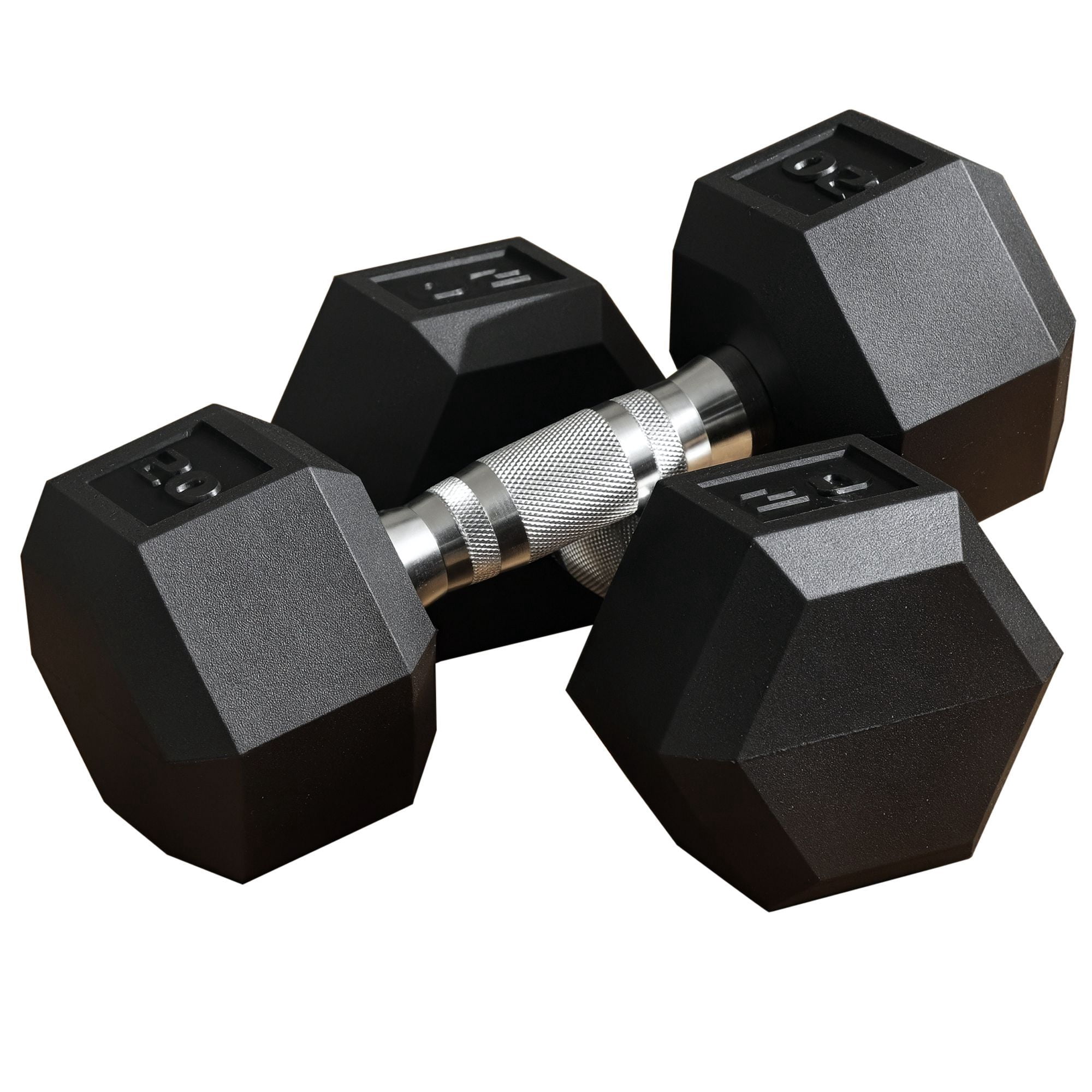 Soozier 40lb Rubber Dumbbell Set - Black Hex Weights for Home Gym Strength Training - 20lb Dumbbells for Arms, Shoulders & Back Exercise