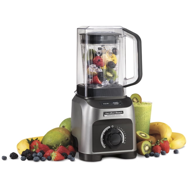 Hamilton Beach Professional Quiet Shield Blender, 1500 Watts Peak Power, 32oz BPA Free Jar, 4 Programs & Variable Speed Dial for Smoothies, Ice Crush, Puree, Silver (58870)