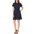 thumbnail image 1 of INSPIRE CHIC Robe d'Été Décontractée pour Femme à Boutons devant à Manches Courtes G Bleu Foncé, 1 of 6