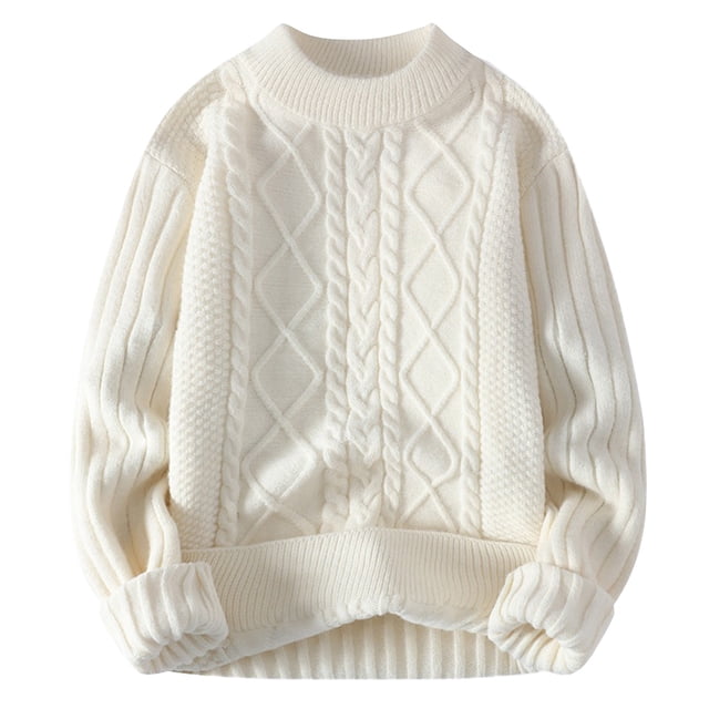 Ketyyh-chn99 Cardigan Chandail pour Homme Mode Homme Décontracté Couleur Unie Simple Col Rond Chandail Chandail Blanc,m