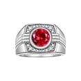 thumbnail image 1 of RYLOS Mens Rings 14K White Gold Designer Round Gemstone &  Sparkling Diamond Ring Ruby July Birthstone Rings For Men, Men's Rings, Gold Rings Sizes 8 - 13, 1 of 7