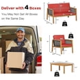 thumbnail image 4 of Costway 8PCS Patio Rattan Furniture Set Acacia Wood Cushioned Sofa Red, 4 of 8
