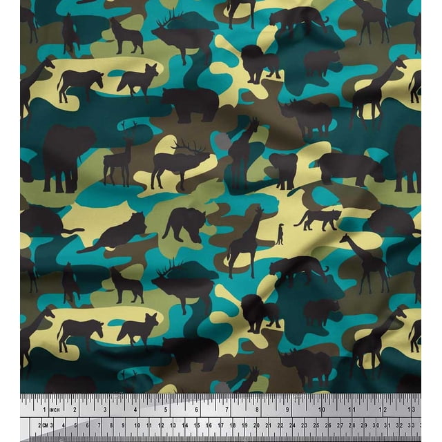 Soimoi Poly Georgette Fabric Animals & Camouflage Fabric Prints by Yard 42 Inch Wide